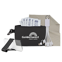 10 pcs Multi Charging Tech Kit in Black Mesh Zipper Pouch